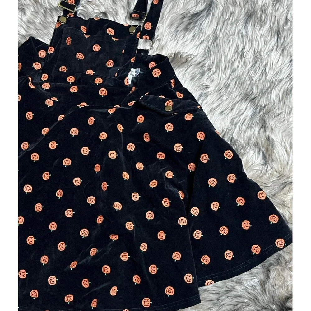 Unique Vintage Pumpkin Overalls Dress Women Sz XL
